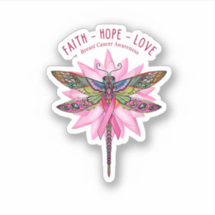 Brustkrebs-Bewusstsein Native Dragonfly Faith Hop Aufkleber