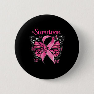 Brustkrebs Bewusstsein Pink Butterfells Survivor Button