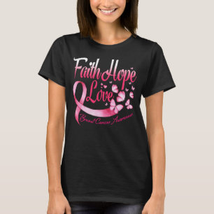 Brustkrebs-Bewusstsein Pink Butterflies Ribbon Fa T-Shirt