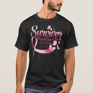 Brustkrebs-Bewusstsein Pink Butterflies Ribbon Su T-Shirt