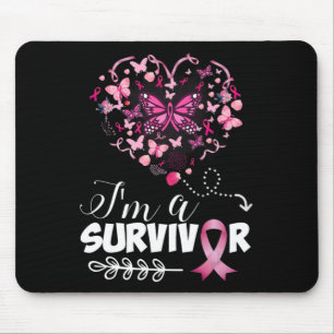 Brustkrebs Bewusstsein Pink Butterfly Herz Ich bin Mousepad