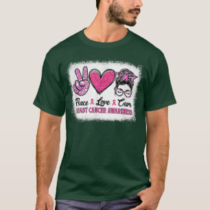 Brustkrebs Bewusstsein Pink Peace Liebe heilen Mes T-Shirt
