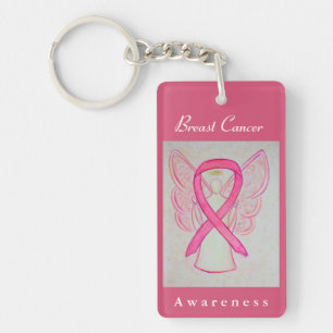 Brustkrebs-Bewusstsein Pink Ribbon Angel Schlüssel Schlüsselanhänger