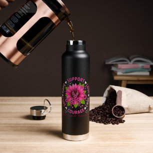 Brustkrebs-Bewusstsein Pinkes Band Sonnenblume Hof Trinkflasche