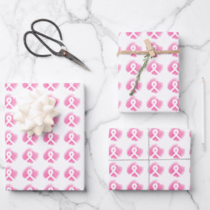 Brustkrebs-Bewusstsein Ribbon Wasserfarbe  Geschenkpapier Set