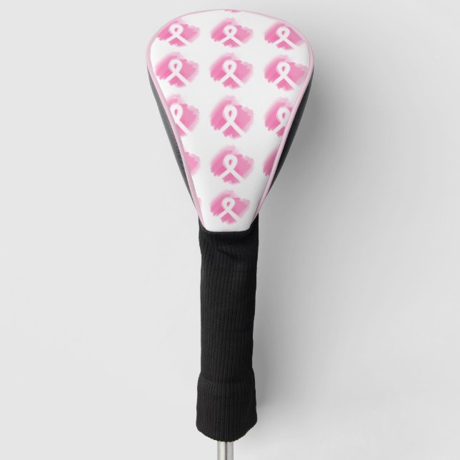 Brustkrebs-Bewusstsein Ribbon Wasserfarbe  Golf Headcover (Vorderseite)