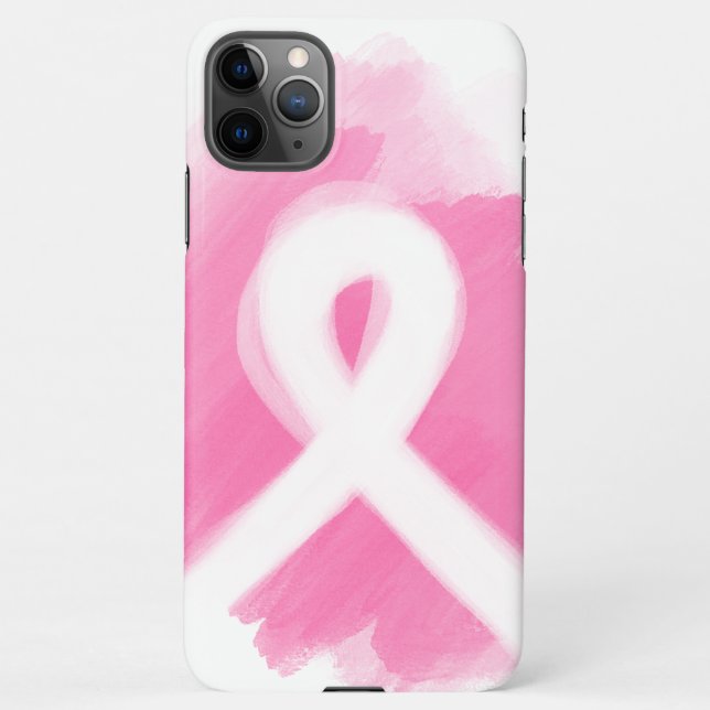 Brustkrebs-Bewusstsein Ribbon Wasserfarbe iPhone Hülle (Rückseite)