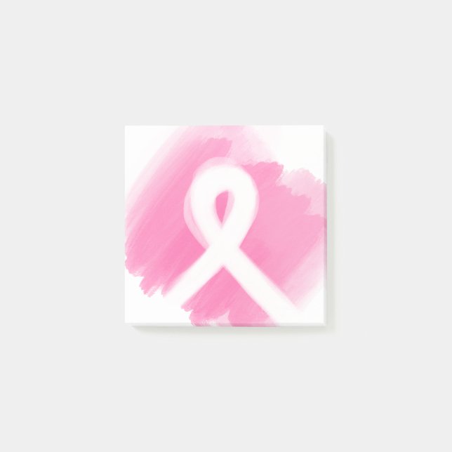 Brustkrebs-Bewusstsein Ribbon Wasserfarbe Post-it Klebezettel (Vorderseite)