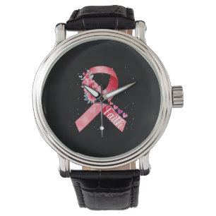 Brustkrebs-Bewusstsein Rosa Band Armbanduhr