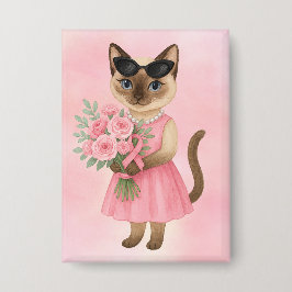 Brustkrebs-Bewusstsein Rosa Band Blumenthema Button