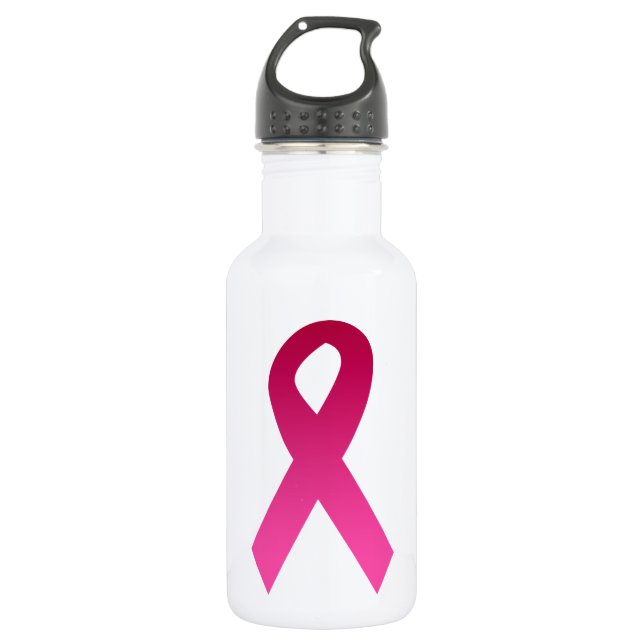 Brustkrebs-Bewusstsein rosa Band Edelstahlflasche (Vorderseite)