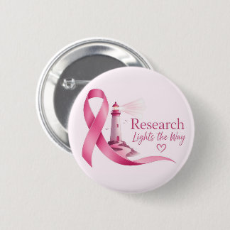 Brustkrebs-Bewusstsein Rosa Band Forschung Button
