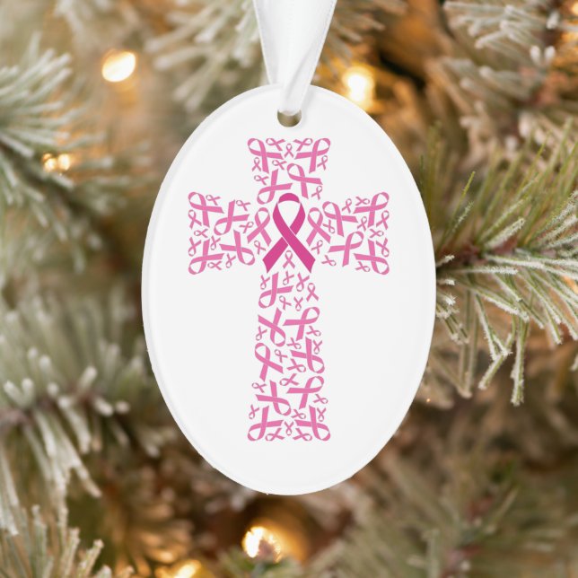 Brustkrebs-Bewusstsein rosa Band-Kreuz  Ornament (Baum)