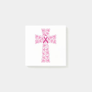 Brustkrebs-Bewusstsein rosa Band-Kreuz  Post-it Klebezettel
