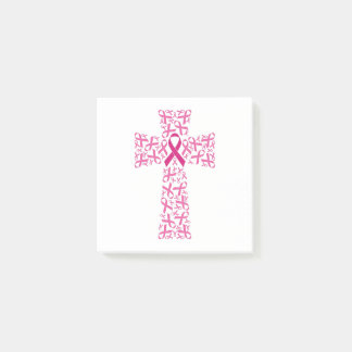 Brustkrebs-Bewusstsein rosa Band-Kreuz Post-it Klebezettel