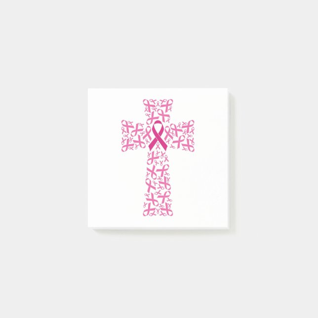 Brustkrebs-Bewusstsein rosa Band-Kreuz  Post-it Klebezettel (Vorderseite)