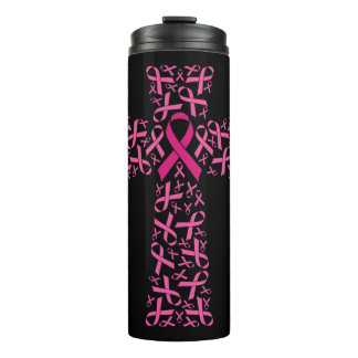 Brustkrebs-Bewusstsein rosa Band-Kreuz Thermosbecher