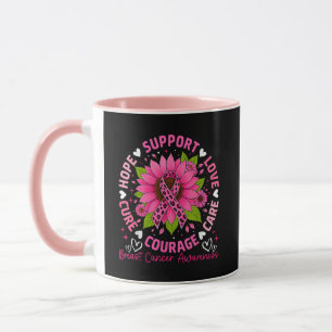 Brustkrebs-Bewusstsein Rosa Band Sonnenblume Hoffn Tasse
