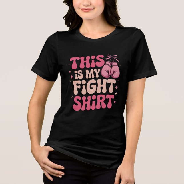 Brustkrebs-Bewusstsein Rosa Band Tri-Blend Shirt (Vorderseite)
