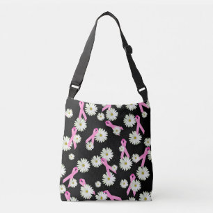 Brustkrebs-Bewusstsein rosa Band und daisy Tragetaschen Mit Langen Trägern