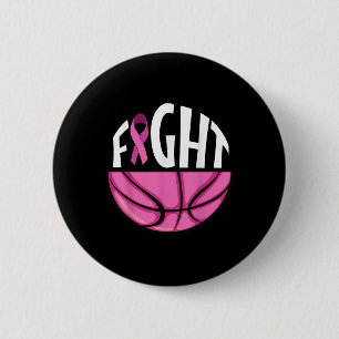 Brustkrebs-Bewusstsein Rosa Basketball Tee Button
