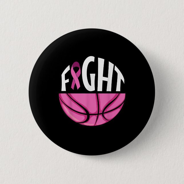 Brustkrebs-Bewusstsein Rosa Basketball Tee Button (Vorderseite)