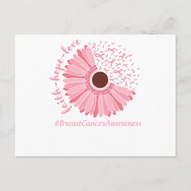 Brustkrebs Bewusstsein rosa Blume Ankündigungspostkarte (Vorderseite)