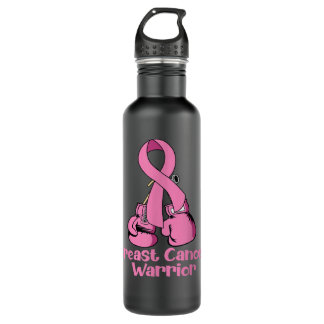 Brustkrebs Bewusstsein rosa Boxhandschuhe Krieger Edelstahlflasche