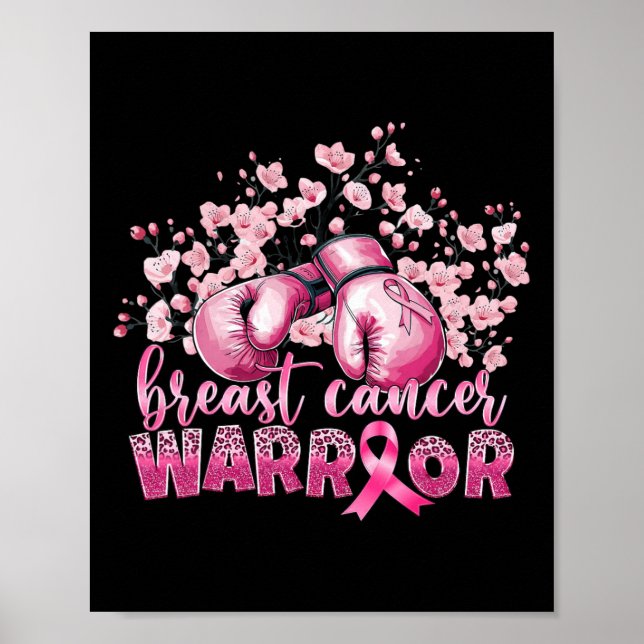 Brustkrebs Bewusstsein rosa Boxhandschuhe Krieger Poster (Vorne)