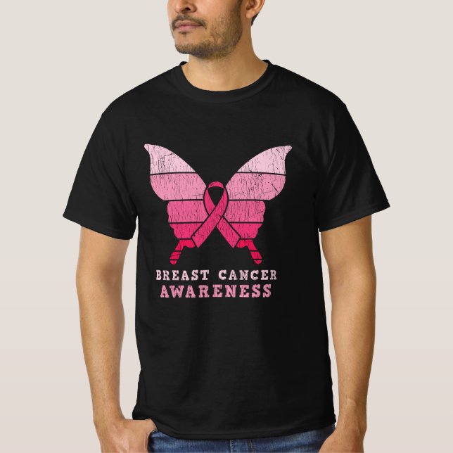 Brustkrebs-Bewusstsein rosa Butterfly-Geschenk T-Shirt (Vorderseite)