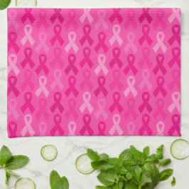 Brustkrebs-Bewusstsein rosa Flachbandmuster Geschirrtuch