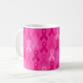 Brustkrebs-Bewusstsein rosa Flachbandmuster Kaffeetasse