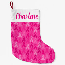 Brustkrebs-Bewusstsein rosa Flachbandmuster Kleiner Weihnachtsstrumpf
