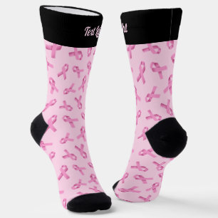 Brustkrebs-Bewusstsein rosa Flachbandmuster Socken