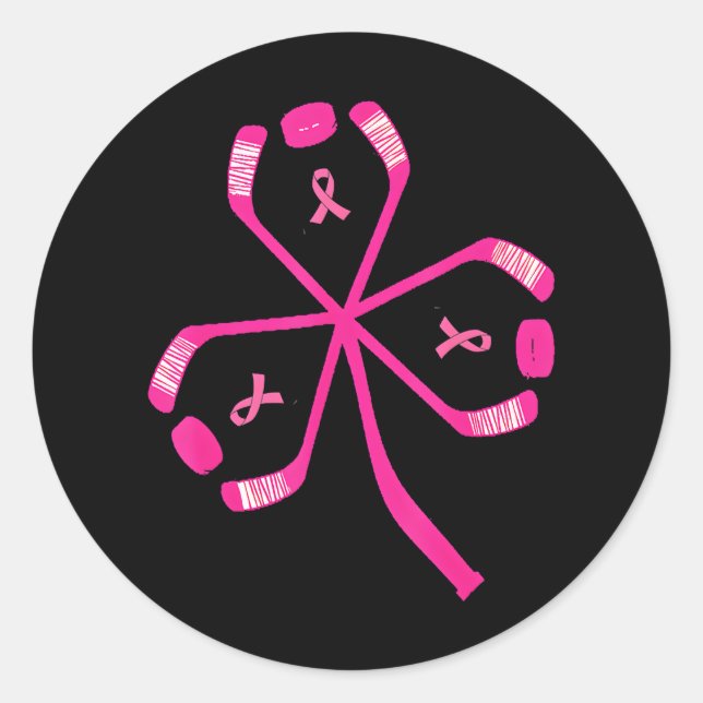 Brustkrebs-Bewusstsein rosa Hockeystick für Männer Runder Aufkleber (Vorderseite)