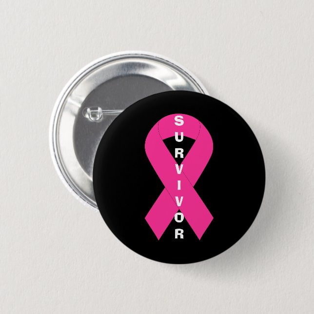 Brustkrebs Bewusstsein rosa Ribbon Survivor Button (Vorne & Hinten)