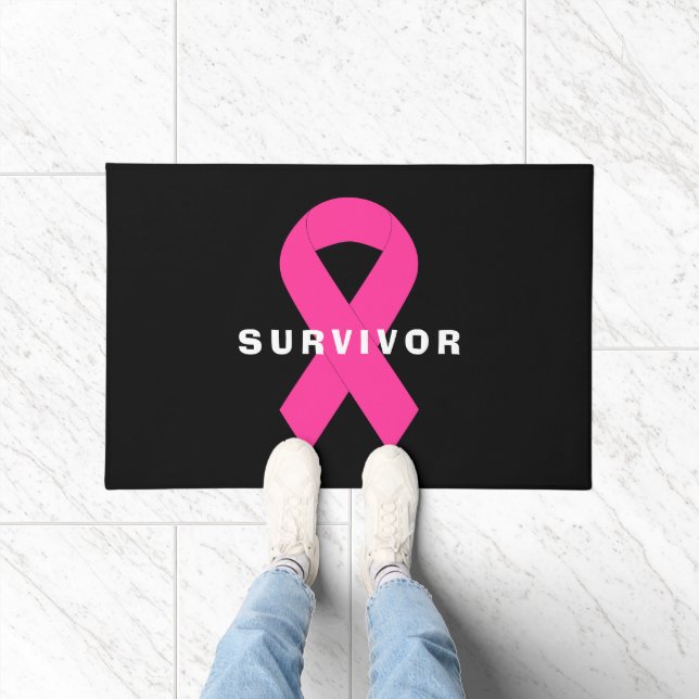 Brustkrebs Bewusstsein rosa Ribbon Survivor Fußmatte (Indoor)