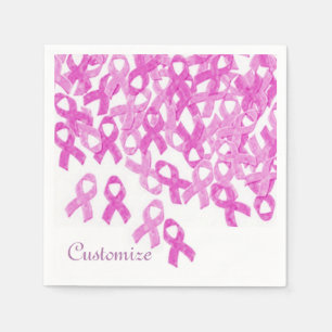 Brustkrebs Bewusstsein rosa Samt Ribbon Napkins Serviette
