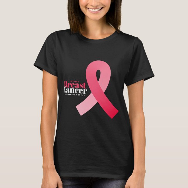 Brustkrebs-Bewusstsein rosa Schleifendesign T-Shirt (Vorderseite)