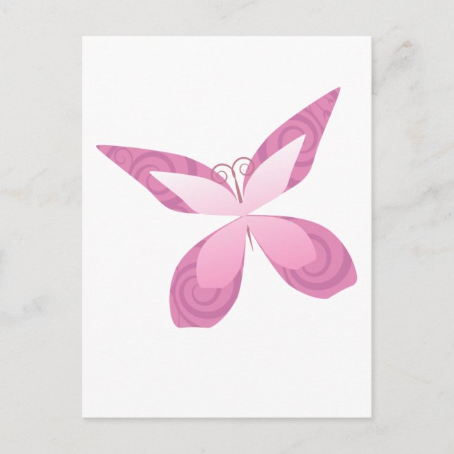 Brustkrebs-Bewusstsein rosa Schmetterling Postkarte (Vorderseite)