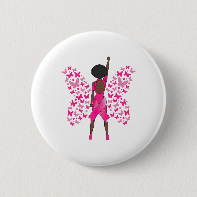 Brustkrebs Bewusstsein rosa Schmetterlinge Afrikan Button (Vorderseite)