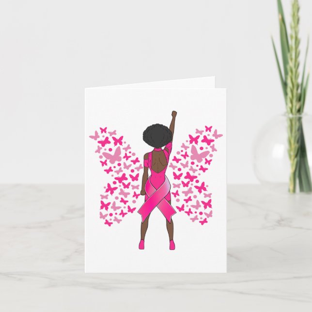 Brustkrebs Bewusstsein rosa Schmetterlinge Afrikan Karte (Vorderseite)