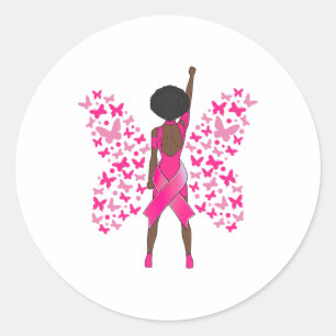 Brustkrebs Bewusstsein rosa Schmetterlinge Afrikan Runder Aufkleber