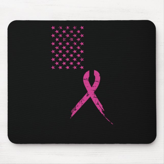 Brustkrebs-Bewusstsein rosa schwarze Flagge Mousepad (Vorne)
