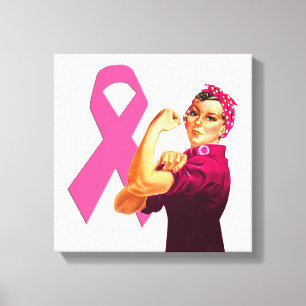 Brustkrebs-Bewusstsein Rosie the Riveter Leinwanddruck