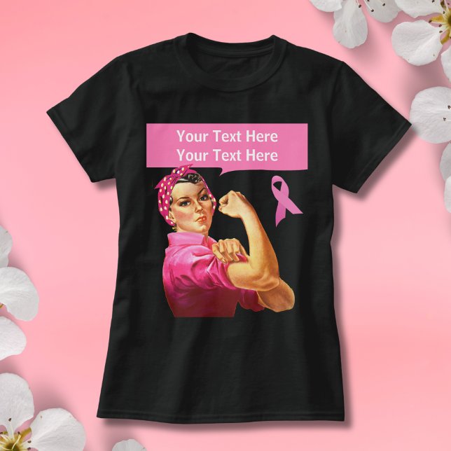 Brustkrebs-Bewusstsein Rosie the Riveter pink T-Shirt (Pink Ribbon Rosie the Riveter)