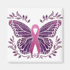 Brustkrebs-Bewusstsein Schmetterling Blumengrenze Magnet