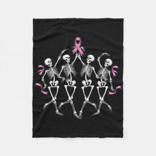 Brustkrebs-Bewusstsein Skelett Tanzendes Rosa Band Fleecedecke
