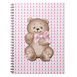 Brustkrebs-Bewusstsein Spirale Notebook Teddy Bär Notizblock