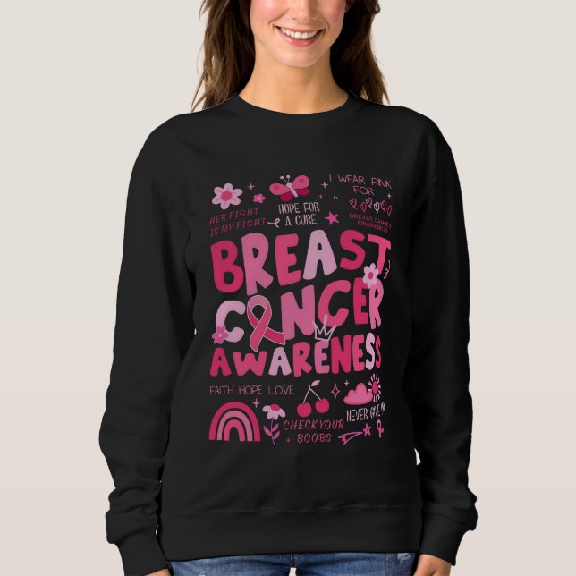 Brustkrebs-Bewusstsein Sweatshirt Rosa Band  (Vorderseite)